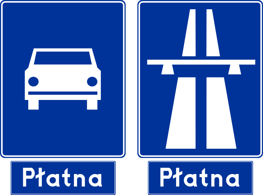Дорожні знаки, які позначають платні дороги в Польщі