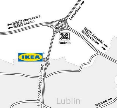 Схема проезда в гипермаркет Икея в Люблине
