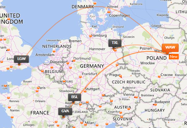 Новые маршруты EasyJet из Варшавы