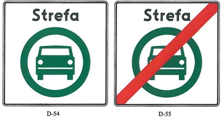 Дорожні знаки початку і кінця зони чистого транспорту в Польщі
