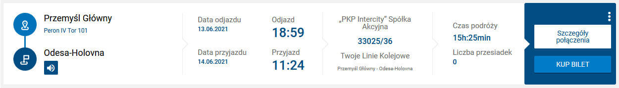 Расписание движения поезда Пшемысль-Одесса