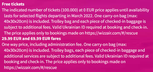 Объявления о бесплатных билетах от Wizz Air