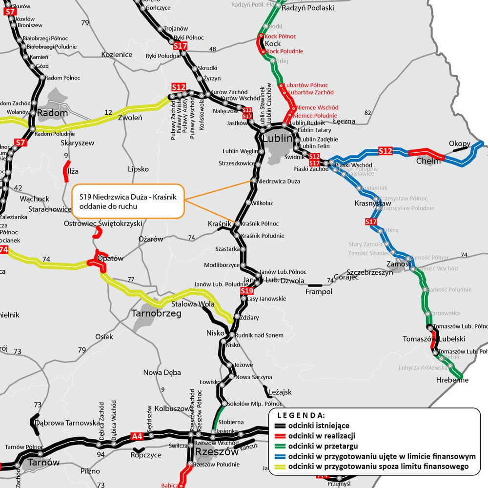 схема скоростной дороги S19 в Польше