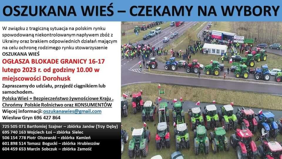 Объявление о блокировании границы активистами Oszukana Wieś