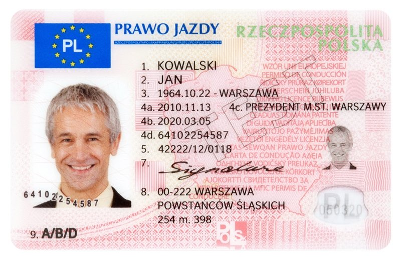 Образец польских водительских прав